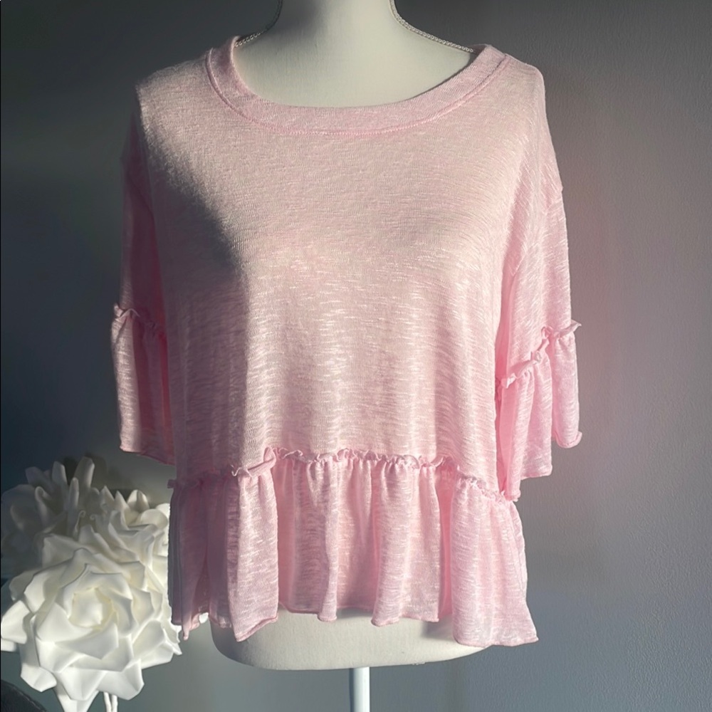Arula Pink Ruffle Hem Women's Top